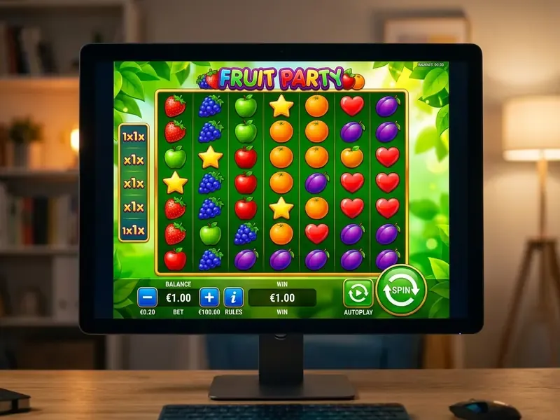 Fruit Party demo kezelőfelület és gombok